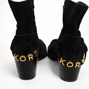 Michael Kors Black Ankle Boots with Gold Detail
